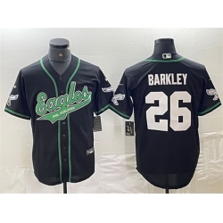 Men Philadelphia Eagles 26 Saquon Barkley Black Cool Base Stitched Baseball Jersey