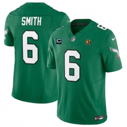 Men Philadelphia Eagles 6 DeVonta Smith Green 2023 F U S E  Throwback With 1 Star C Patch And John Madden Patch Vapor Limited Stitched Football Jersey