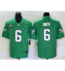 Men Philadelphia Eagles 6 DeVonta Smith Green Vapor Limited With C Patch Stitched Football Jersey