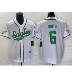 Men Philadelphia Eagles 6 DeVonta Smith White Cool Base Stitched Baseball Jersey