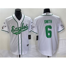 Men Philadelphia Eagles 6 DeVonta Smith White Cool Base Stitched Baseball Jersey