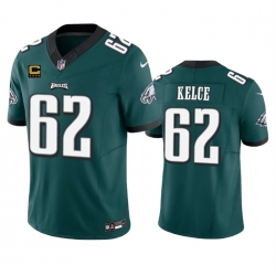 Men Philadelphia Eagles 62 Jason Kelce Green 2023 F U S E  With 4 Star C Patch Vapor Untouchable Limited Stitched Football Jersey