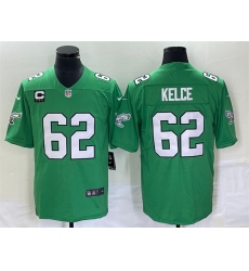 Men Philadelphia Eagles 62 Jason Kelce Green Vapor Limited With C Patch Stitched Football Jersey
