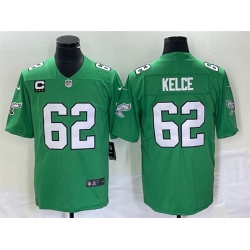 Men Philadelphia Eagles 62 Jason Kelce Green Vapor Limited With C Patch Stitched Football Jersey