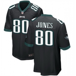 Men Philadelphia Eagles 80 Julio Jones Black 2023 Stitched Game Jersey