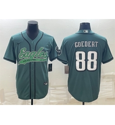 Men Philadelphia Eagles 88 Dallas Goedert Green With Patch Cool Base Stitched Baseball Jersey
