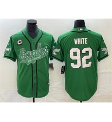 Men Philadelphia Eagles 92 Reggie White Green With C Patch Cool Base Stitched Baseball Jersey