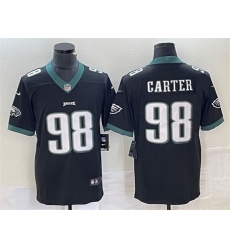 Men Philadelphia Eagles 98 Jalen Carter Black Vapor Limited Stitched Football Jersey