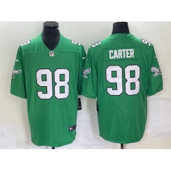 Men Philadelphia Eagles 98 Jalen Carter Green Stitched Football Jersey