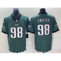 Men Philadelphia Eagles 98 Jalen Carter Green Vapor Limited Stitched Football Jersey