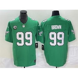 Men Philadelphia Eagles 99 Jerome Brown Green 2023 F U S E  With C Patch Vapor Untouchable Stitched Football Jersey