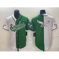 Men Philadelphia Eagles Green White Split Team Big Logo Cool Base Stitched Baseball JerseyS