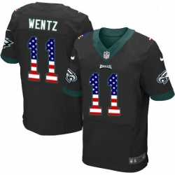 Mens Nike Philadelphia Eagles 11 Carson Wentz Elite Black Alternate USA Flag Fashion NFL Jersey