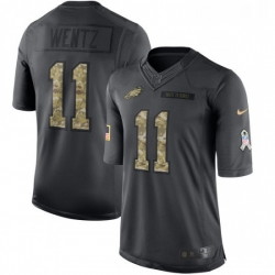 Mens Nike Philadelphia Eagles 11 Carson Wentz Limited Black 2016 Salute to Service NFL Jersey