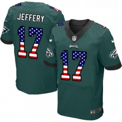 Mens Nike Philadelphia Eagles 17 Alshon Jeffery Elite Midnight Green Home USA Flag Fashion NFL Jersey