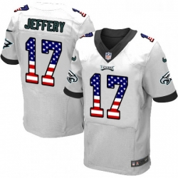 Mens Nike Philadelphia Eagles 17 Alshon Jeffery Elite White Road USA Flag Fashion NFL Jersey