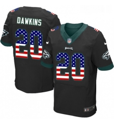 Mens Nike Philadelphia Eagles 20 Brian Dawkins Elite Black Alternate USA Flag Fashion NFL Jersey