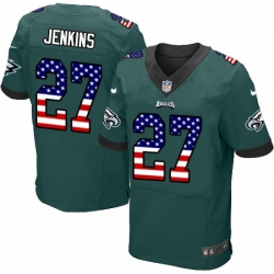 Mens Nike Philadelphia Eagles 27 Malcolm Jenkins Elite Midnight Green Home USA Flag Fashion NFL Jersey