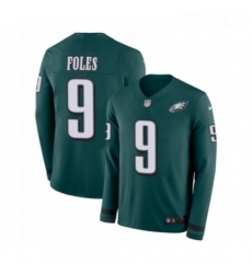 Mens Nike Philadelphia Eagles 9 Nick Foles Limited Green Therma Long Sleeve NFL Jersey