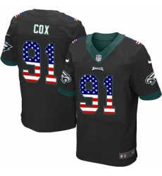 Mens Nike Philadelphia Eagles 91 Fletcher Cox Elite Black Alternate USA Flag Fashion NFL Jersey