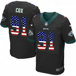 Mens Nike Philadelphia Eagles 91 Fletcher Cox Elite Black Alternate USA Flag Fashion NFL Jersey