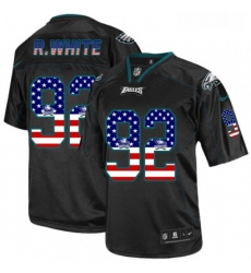 Mens Nike Philadelphia Eagles 92 Reggie White Elite Black USA Flag Fashion NFL Jersey