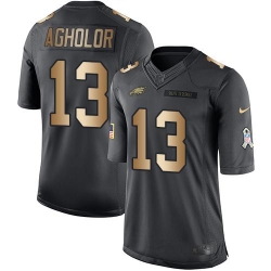 Nike Eagles #13 Nelson Agholor Black Men's Stitched NFL Limited Gold Salute To Service Jersey