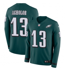 Nike Eagles #13 Nelson Agholor Midnight Green Team Color Men Stitched NFL Limited Therma Long Sleeve Jersey