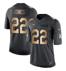 Nike Eagles #22 Sidney Jones Black Mens Stitched NFL Limited Gold Salute To Service Jersey