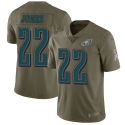 Nike Eagles #22 Sidney Jones Olive Mens Stitched NFL Limited 2017 Salute To Service Jersey