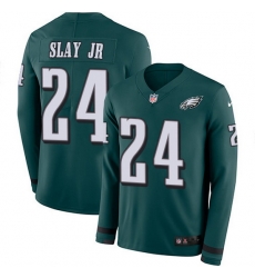 Nike Eagles 24 Darius Slay Jr Green Team Color Men Stitched NFL Limited Therma Long Sleeve Jersey