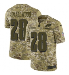 Nike Eagles #28 Wendell Smallwood Camo Men Stitched NFL Limited 2018 Salute To Service Jersey