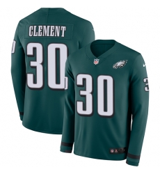 Nike Eagles #30 Corey Clement Midnight Green Team Color Men Stitched NFL Limited Therma Long Sleeve Jersey