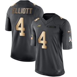 Nike Eagles #4 Jake Elliott Black Mens Stitched NFL Limited Gold Salute To Service Jersey