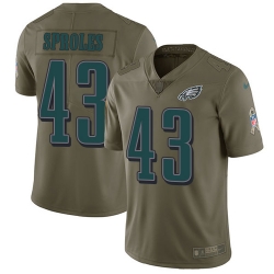 Nike Eagles #43 Darren Sproles Olive Mens Stitched NFL Limited 2017 Salute To Service Jersey