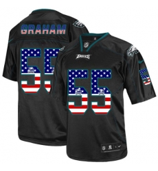 Nike Eagles #55 Brandon Graham Black Mens Stitched NFL Elite USA Flag Fashion Jersey