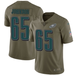 Nike Eagles #65 Lane Johnson Olive Mens Stitched NFL Limited 2017 Salute To Service Jersey