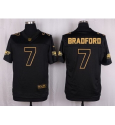 Nike Eagles #7 Sam Bradford Black Mens Stitched NFL Elite Pro Line Gold Collection Jersey