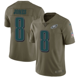 Nike Eagles #8 Donnie Jones Olive Mens Stitched NFL Limited 2017 Salute To Service Jersey