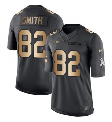 Nike Eagles #82 Torrey Smith Black Mens Stitched NFL Limited Gold Salute To Service Jersey
