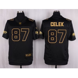 Nike Eagles #87 Brent Celek Black Mens Stitched NFL Elite Pro Line Gold Collection Jersey