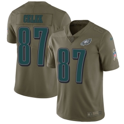 Nike Eagles #87 Brent Celek Olive Mens Stitched NFL Limited 2017 Salute To Service Jersey
