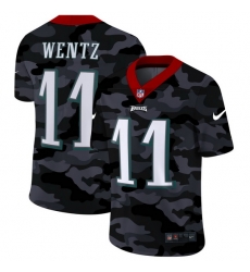 Philadelphia Eagles 11 Carson Wentz Men Nike 2020 Black CAMO Vapor Untouchable Limited Stitched NFL Jersey