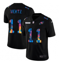 Philadelphia Eagles 11 Carson Wentz Men Nike Multi Color Black 2020 NFL Crucial Catch Vapor Untouchable Limited Jersey