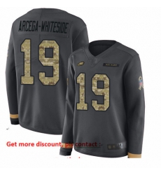 Eagles 19 JJ Arcega Whiteside Anthracite Salute to Service Women Stitched Football Limited Therma Long Sleeve Jersey