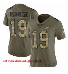Eagles 19 JJ Arcega Whiteside Olive Camo Women Stitched Football Limited 2017 Salute to Service Jersey