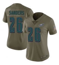 Eagles 26 Miles Sanders Olive Women Stitched Football Limited 2017 Salute to Service Jersey