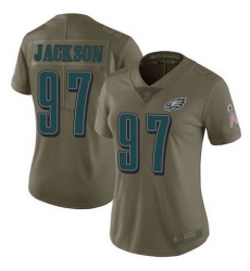 Eagles 97 Malik Jackson Olive Womens Stitched Football Limited 2017 Salute to Service Jersey