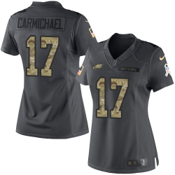 Nike Eagles #17 Harold Carmichael Black Womens Stitched NFL Limited 2016 Salute to Service Jersey