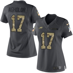Nike Eagles #17 Nelson Agholor Black Womens Stitched NFL Limited 2016 Salute to Service Jersey